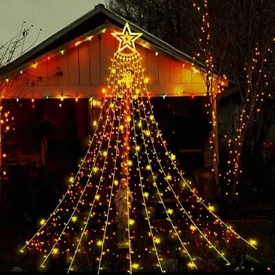 350 LED Outdoor Waterfall Star String Lights Christmas Tree Garden Fairy Decor • $24.99