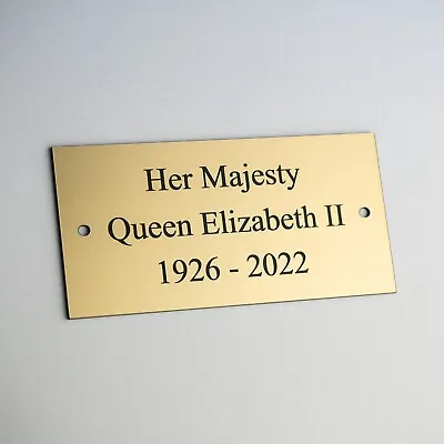 Queen Elizabeth II Engraved Memorial Plaque For Bench Door Wall Garden Table • £7.99