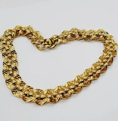 Vintage Monet Necklace Gold Tone Choker Chunky Link Runway 17 In • $62.78