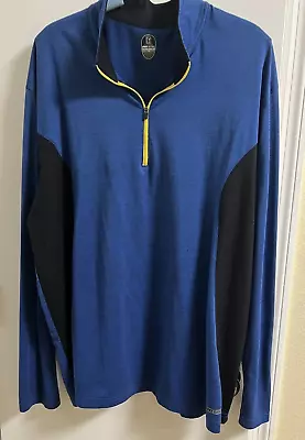 Men's PGA Tour Pro Series Blue & Black Long Sleeve Polo Shirt 1/4 Zip Yellow • $19.99