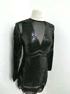 £22.99 • Buy KAREN MILLEN Sequin And Sheer Detail Dress In Black Size 8 / 10 BNWT NEW!
