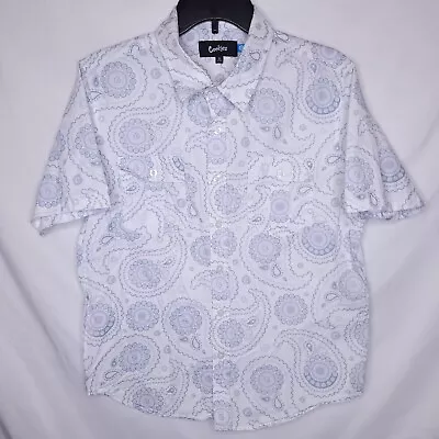 Cookies Button Down Shirt Mens Small White Blue Paisley  • $18