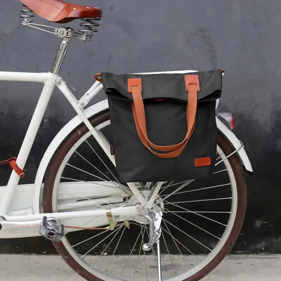 TOURBON Vintage Bicycle Rear Pannier Waterproof Canvas Travel Tote Bag Black US • $44.99