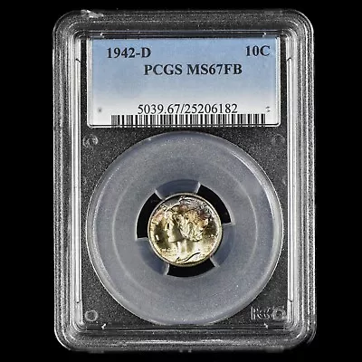 1942-d Mercury Dime ✪ Pcgs Ms-67-fb ✪ 10c Silver Coin Full Bands 182 ◢trusted◣ • $194.95