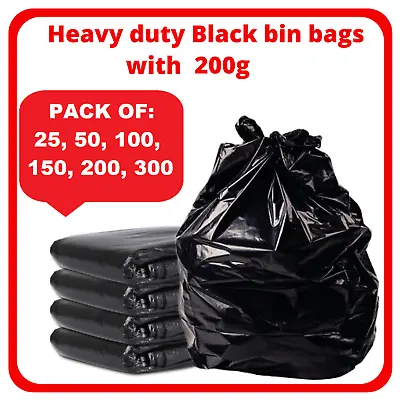 Extra Strong Black Heavy Duty Bin Liners Bags Rubbish Waste Refuse Sacks 200g Uk • £136.89