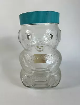 Vintage Glass Skippy Peanut Butter Teddy Bear Jar Green - 48 Oz 7.5 Inches Tall • $14.95
