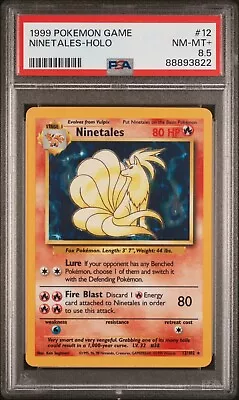 PSA 8.5 NM-MT 1999 Pokemon Base Set Ninetales 12/102 Holo Rare Graded LOW POP • $69.99