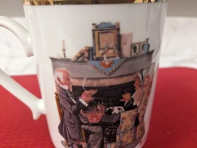 1981 Norman Rockwell Coffee Mugs Cups Set Of 5 White W Gold Trim • $15.50