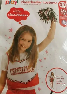 New. Girls Cheerleader Costume Skirt Top Pompoms. Aged 5-7 • £4.10