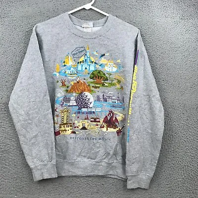 Disney Sweater Adult Small Gray Mickey Mouse Parks Crew Neck Sweatshirt 33860 • $3.80