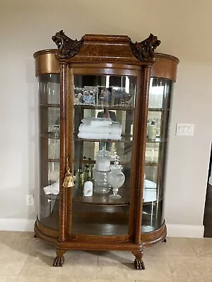 American Oak Antique China Cabinet • $1800