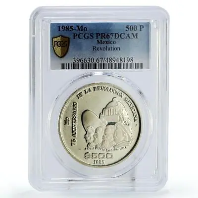 Mexico 500 Pesos Revolution 1910 75th Anniversary PR67 PCGS Silver Coin 1985 • $219.08