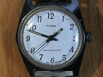 Vintage Timex Wind-up Watch With England Dial Stainless Steel Case & Flex Band • $50