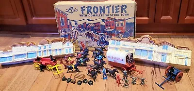 Rare - Vintage LIDO FRONTIER Western Town Play Set Cowboy Swivel Indians Horses  • $285