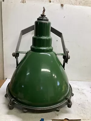 Vintage Porcelain Green Floodlight Industrial Westinghouse 15  Lens Steampunk • $149