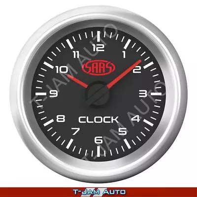 SAAS Clock Analogue Gauge Black Face 52mm Muscle Series 3 • $119