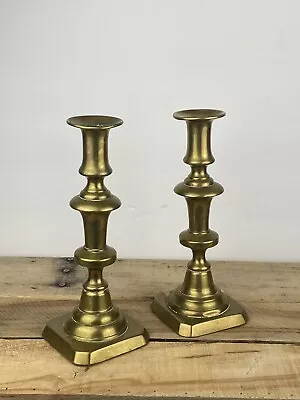 Pair Of Vintage Solid Brass Candlestick Holders 8 3/4  • $22