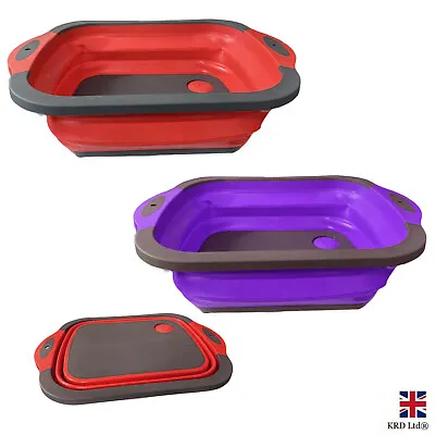 6L Collapsible Washing Up Bowl Foldable Bucket Dish Washing Camping Kitchen UK • £11.43