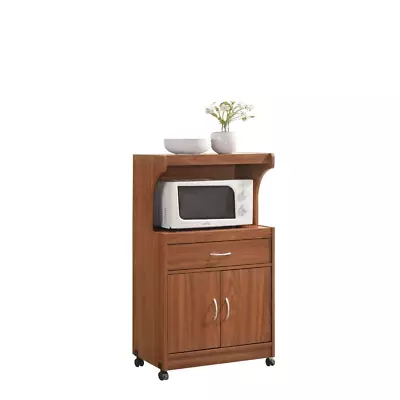 Hodedah Microwave Cart With One Drawer Two Doors And Shelf Storage Cherry New • $123.88