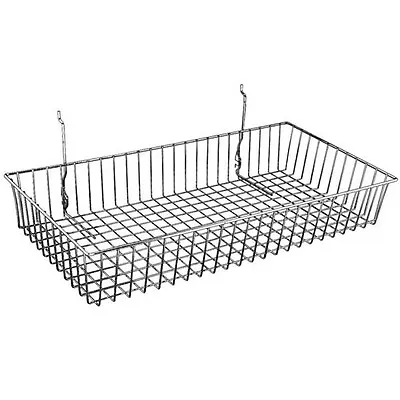 Heavy Duty Chrome Slatwall Gridwall Mesh Display Storage Basket Shop Shelving X2 • £19.50