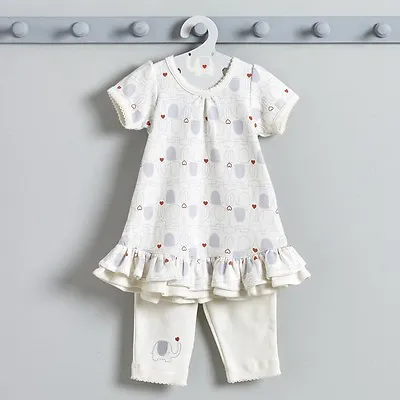 Natures Purest MY 1ST FRIEND Baby Girl's Embroidered Elephant DRESS & LEGGINGS • £12.99