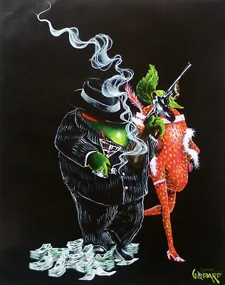 MICHAEL GODARD  Gangster Love  HAND SIGNED EMBELLISHED On Canvas 28 X 35  • $695