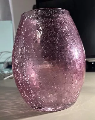 BEAUTIFUL Purple Cracked Glass Vase • £12