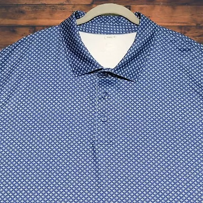 Vineyard Vines Performance Golf Polo Men 3XB Blue White AOP Short Sleeve Stretch • $32.99