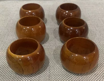 Mid Century Modern Wood Napkin Ring Holders Set Of 6 Round Table Decor • $12.99