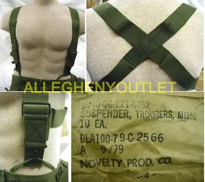 Lot Of 3 GI Elastic Suspenders M1950 OD Green US Military Surplus New • $18.90