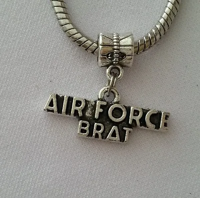 Air Force Brat Military Dangle Bead Silver For European Style Charm Bracelet • $10.95