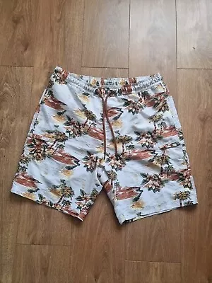 Mantaray Mens Swim Shorts White Large Palm Tree Print Swimming Bottoms • £11.99