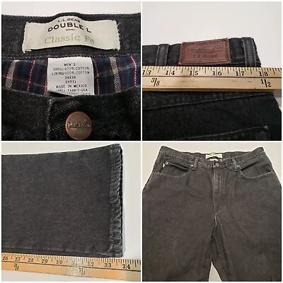 L.L. Bean Flannel Lined Jeans 36 X 34 Faded Black Denim Double L Classic Fit • $29.99
