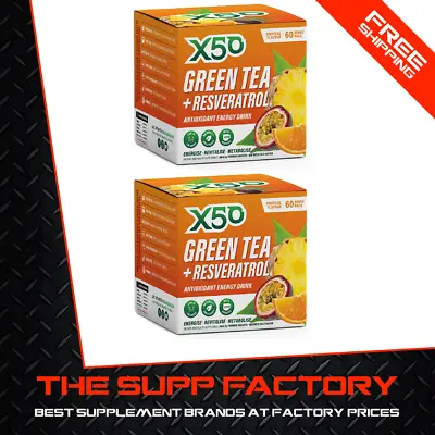 X50 GREEN TEA 60srv TROPICAL Twin Pack | Fat Burner Weight Loss Detox • $89.95