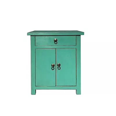 Chinese Turquoise Green Pastel Simple End Table Nightstand Cs7371 • $643.50