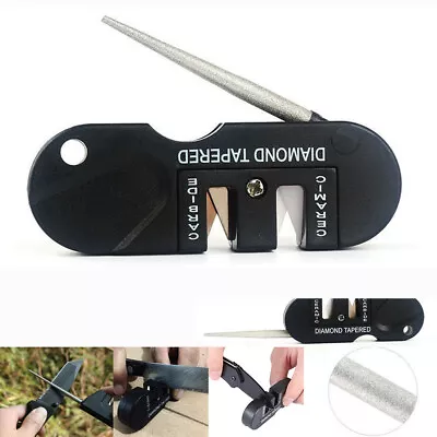 Outdoor Pocket Folding Knifes Sharpener Ceramic Carbide Diamond Tapered Tools AU • $11.80