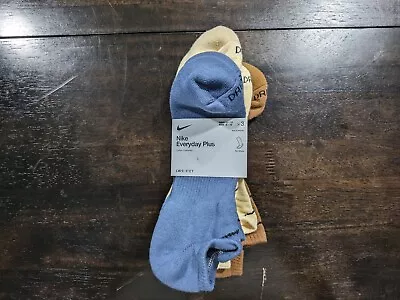 NEW Nike Multicolor 3-Pair Pack No Show Socks Size L  8-12 MEN BLUE/CREAM/BROWN • $19.49