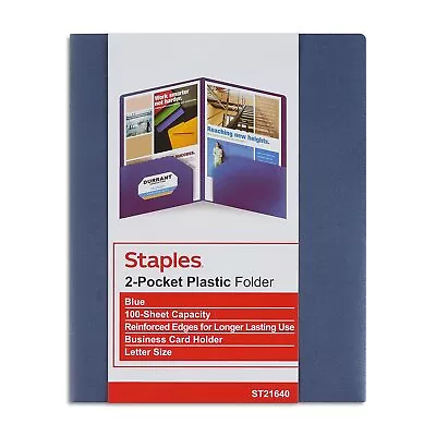 Staples Poly 2-Pocket Folders Dark Blue 431488 • $8.57
