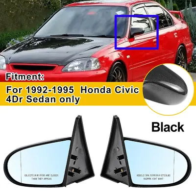 2x Carbon Fiber Look Manual Adjustable Side Mirrors For 92-95 Honda Civic EG 4Dr • $62.55