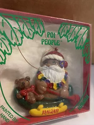 Vtg 1990 Hawaiian Poi People Hand Painted Christmas Ornaments Santa Outrigger B1 • $14.99