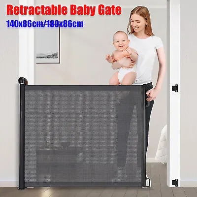 Baby Safety Gate Retractable Door Extra Wide Pet Dog Indoor Outdoor Stair Guard • $49.99
