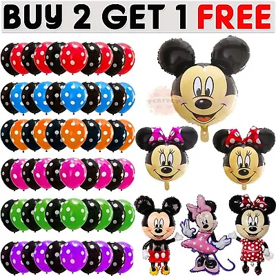 Large Disney Mickey Minnie Mouse Birthday Foil Balloons Kids Party Girls Boys UK • £4.49