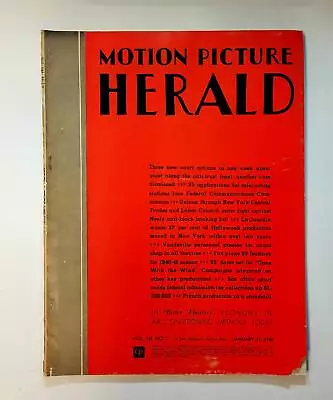 Motion Picture Herald Magazine Vol. 138 #2 VG 1940 • $56