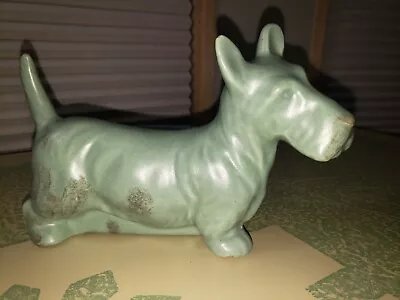 Vtg Haeger Pottery Ceramic Teal Green Grey Flecks Scottish Terrier Dog  Planter • $31.34