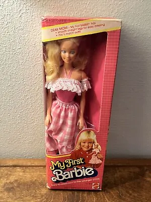 NIB Vintage 1982 My First Barbie Doll 1875 Mattel Pink Gingham Taped Box • $55