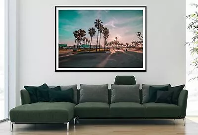 Palm Trees On Venice Sunrise View Print Premium Poster High Quality Choose Sizes • £8