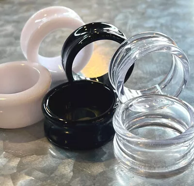 $10.95 • Buy 3 PAIR SET - Black,White,Clear Ear Tunnels Plugs Gauges Earlets - Up To 30mm!