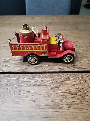 Cragstan Litho Tin Friction Toy Fire Truck Old Smoky Japan Vintage 50s RUSTED • $16.99