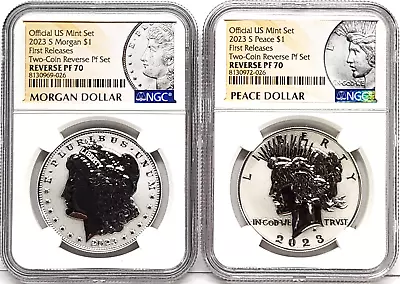 2023 S Reverse Proof Morgan Peace Silver Dollar Set Ngc Rp 70 Fr Mp  In Hand • $346.70