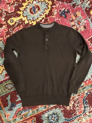 Eddie Bauer Medium Tall Sweater Cotton Brown Mens ~Perfect NWOT~ Button Neck • $23